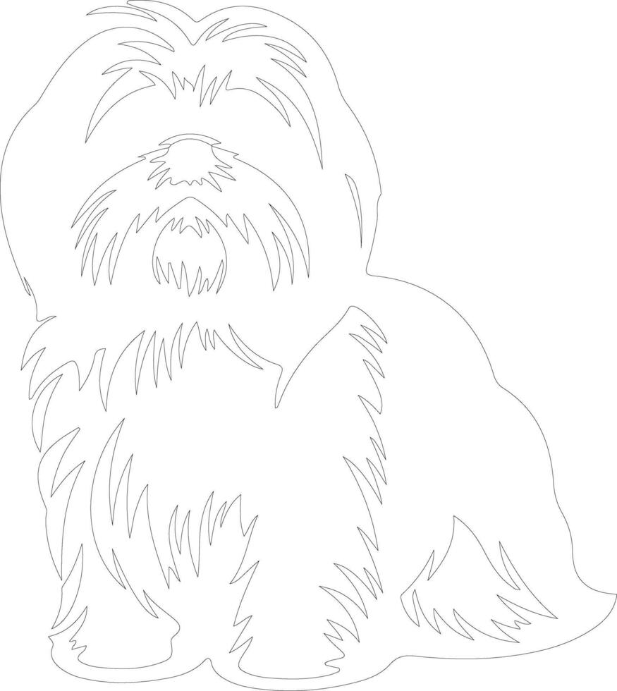Shih Tzu outline silhouette vector