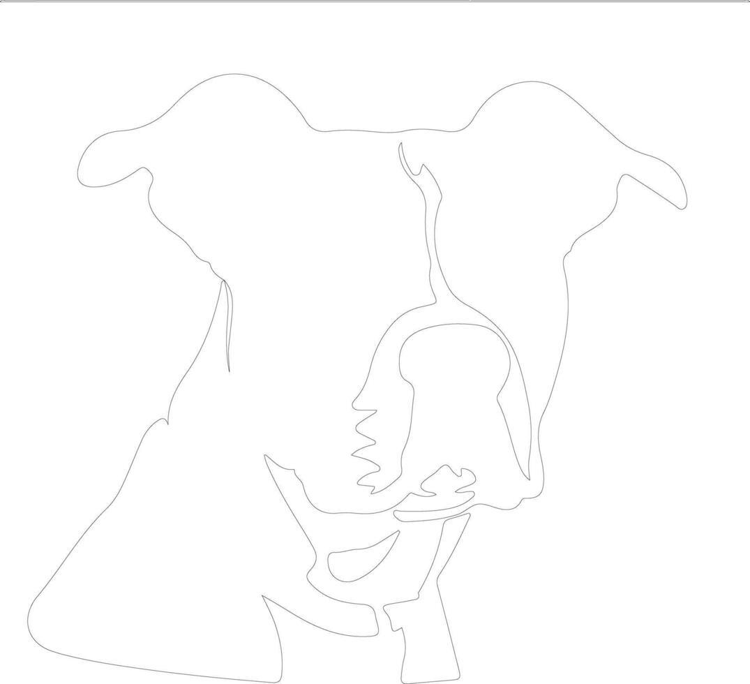 American Pit Bull Terrier  outline silhouette vector