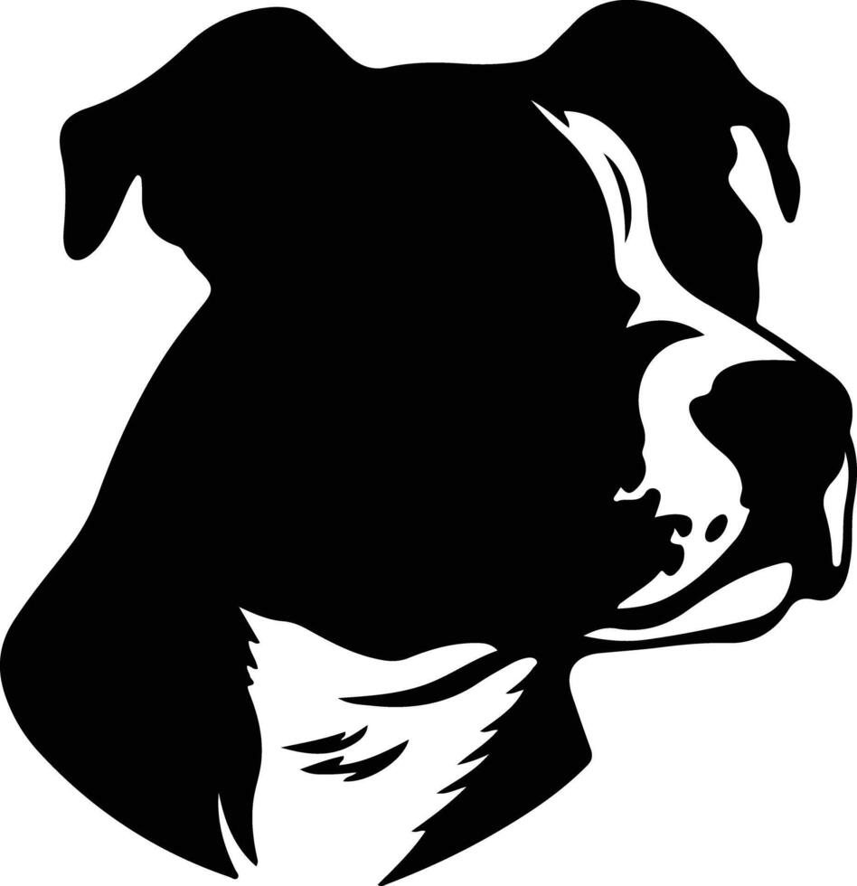 Staffordshire toro terrier silueta retrato vector