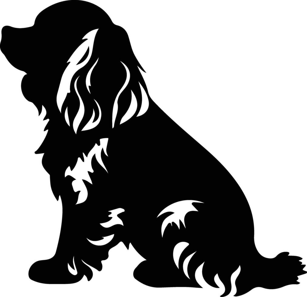 English Toy Spaniel   black silhouette vector