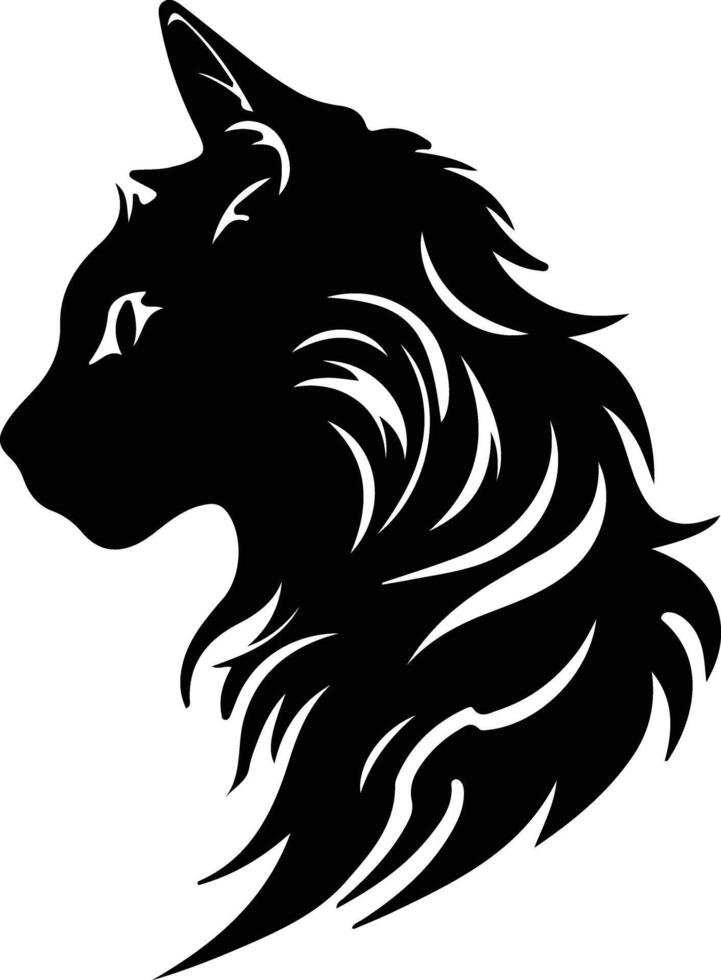 Cymric Cat  black silhouette vector