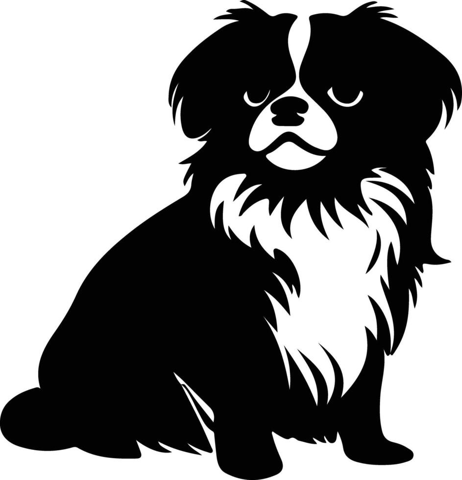 tibetano spaniel negro silueta vector