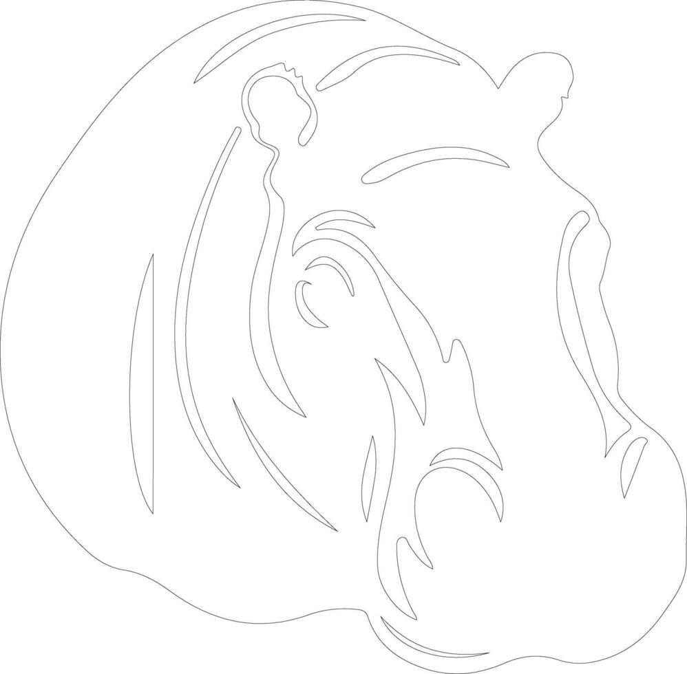 hippo  outline silhouette vector