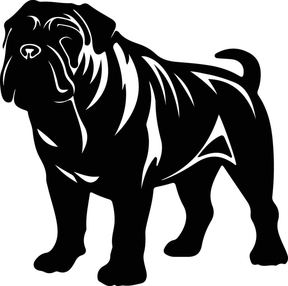 chino Shar-pei negro silueta vector