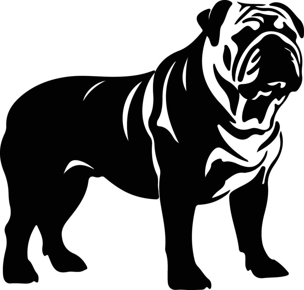 buldog negro silueta vector