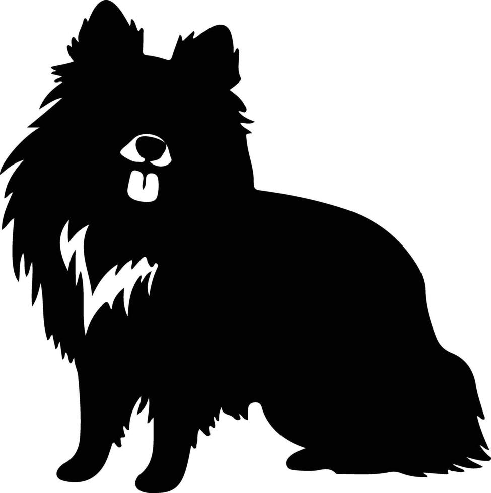 American Eskimo Dog   black silhouette vector