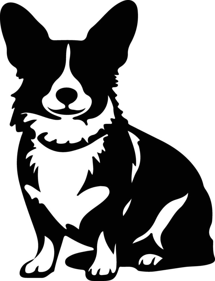 cárdigan galés corgi negro silueta vector