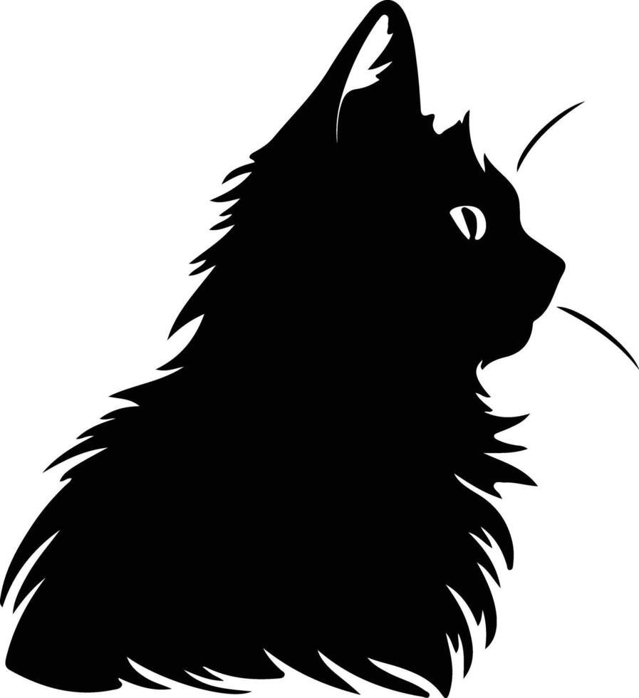 Turkish Angora Cat  silhouette portrait vector