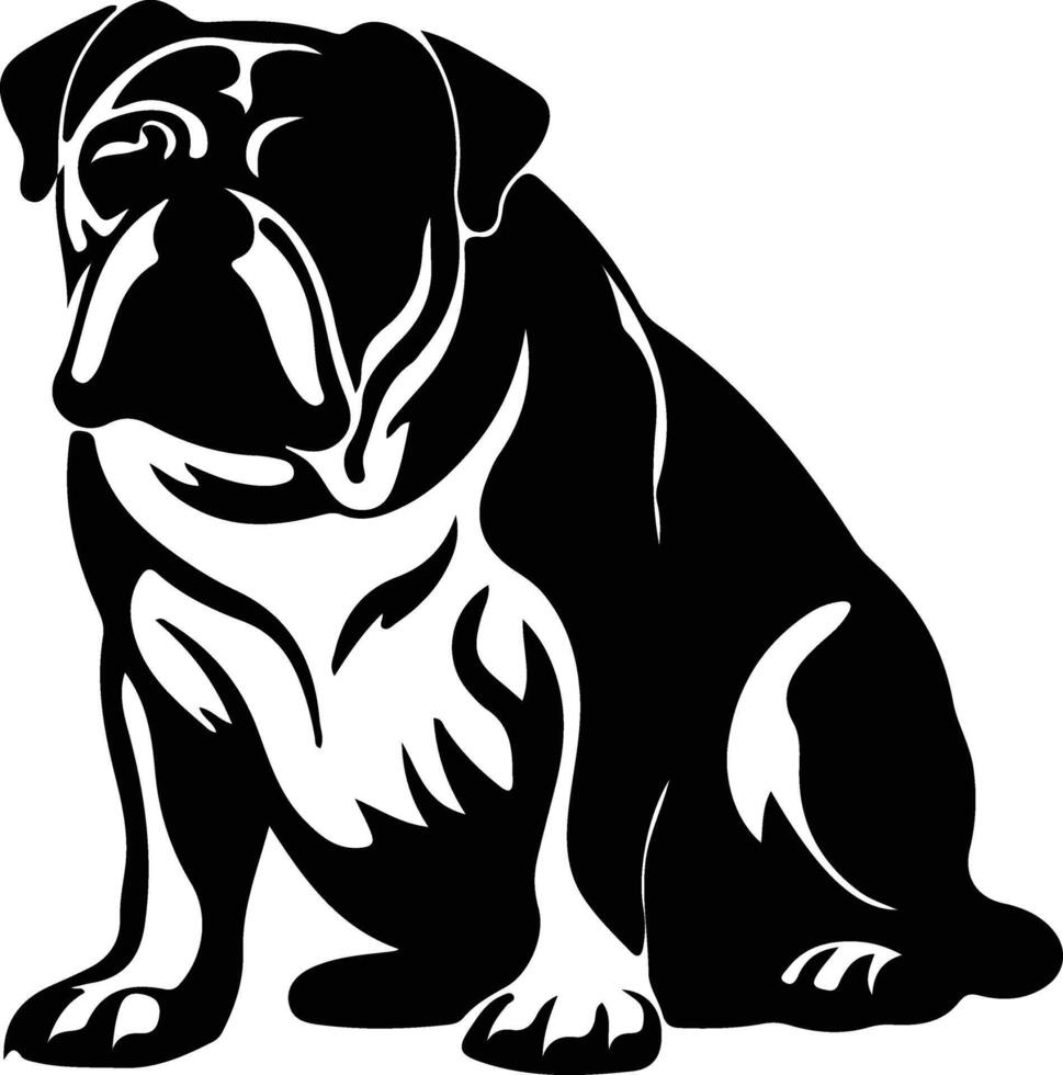 English Bulldog   black silhouette vector