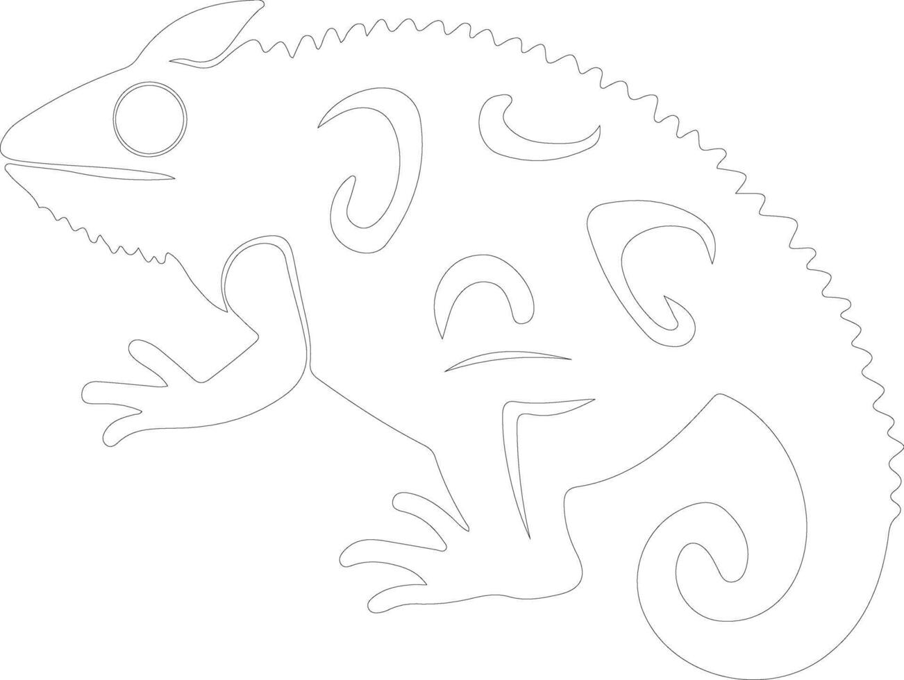 chameleon outline silhouette vector