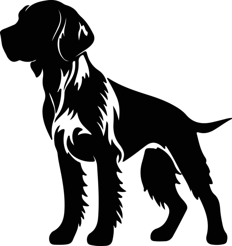 German Wirehaired Pointer    black silhouette vector