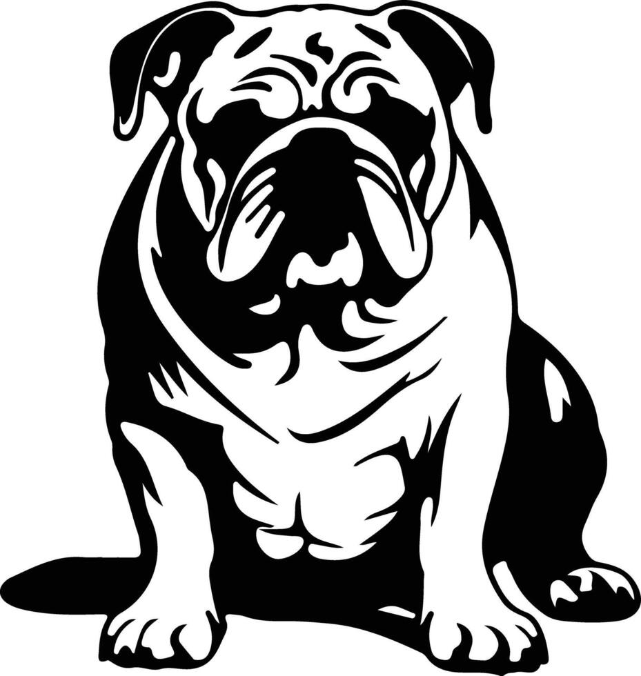 English Bulldog    black silhouette vector