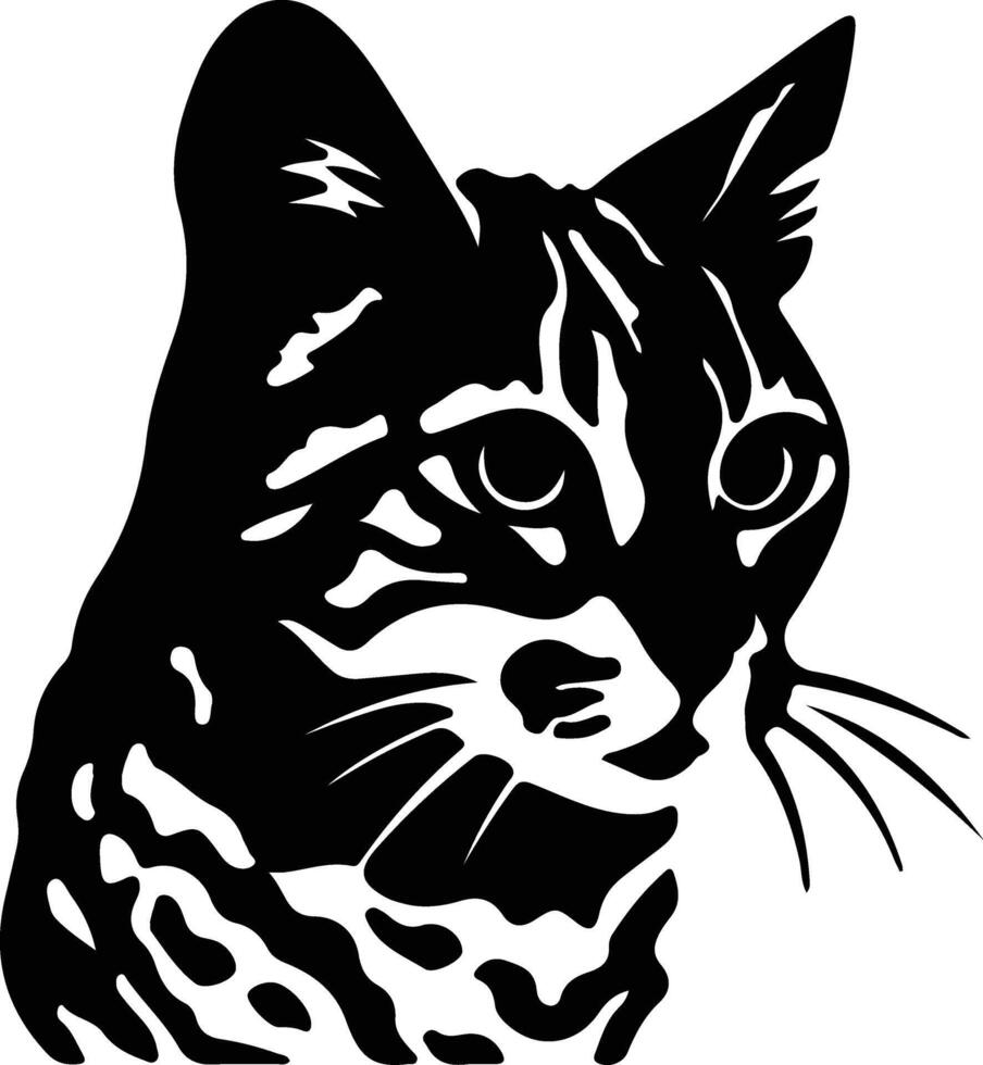manchado de óxido gato silueta retrato vector