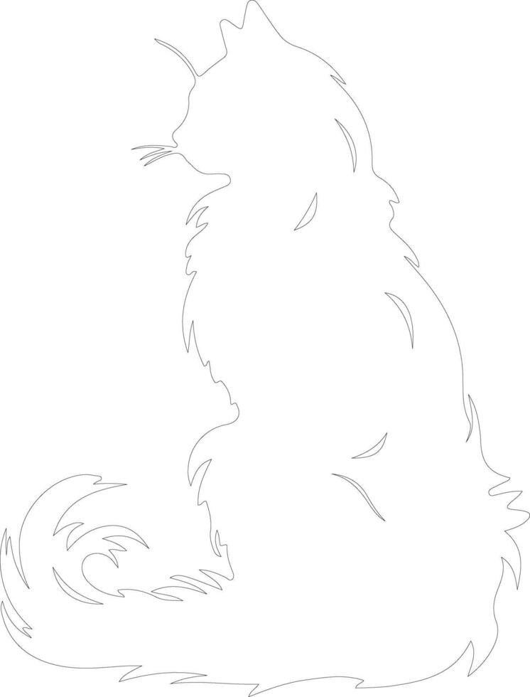 Oriental Longhair Cat  outline silhouette vector