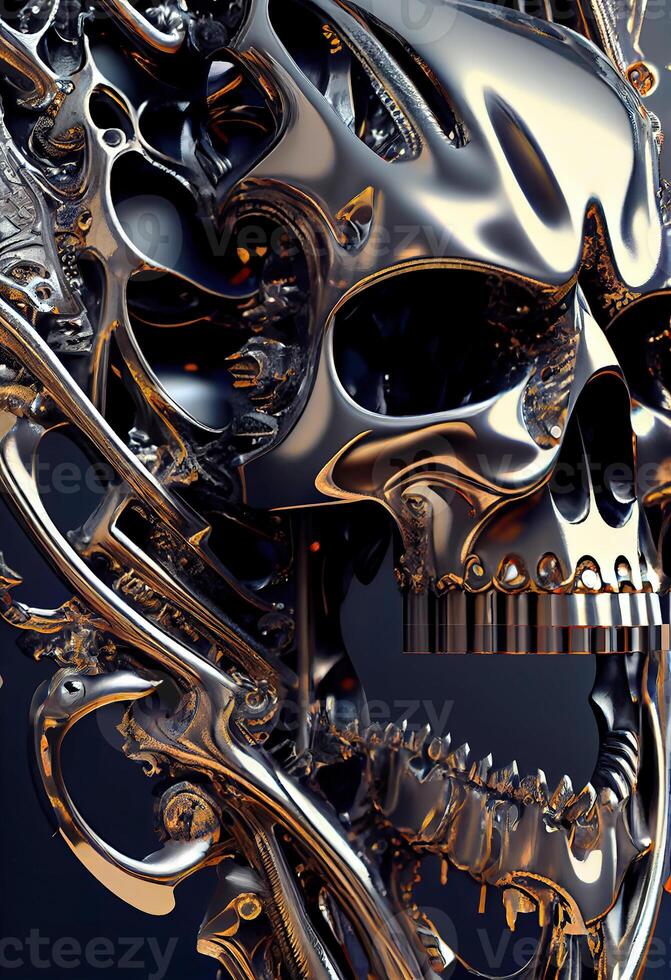 AI generated Skull metal texture photo