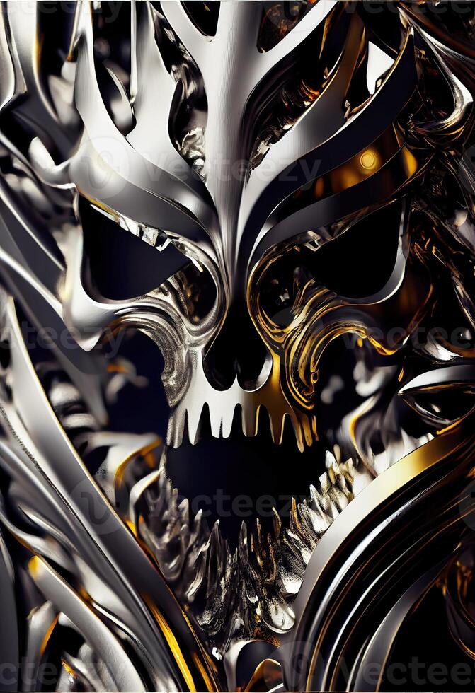 AI generated Skull metal texture photo