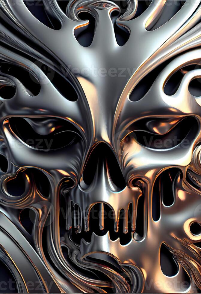 AI generated Skull metal texture photo