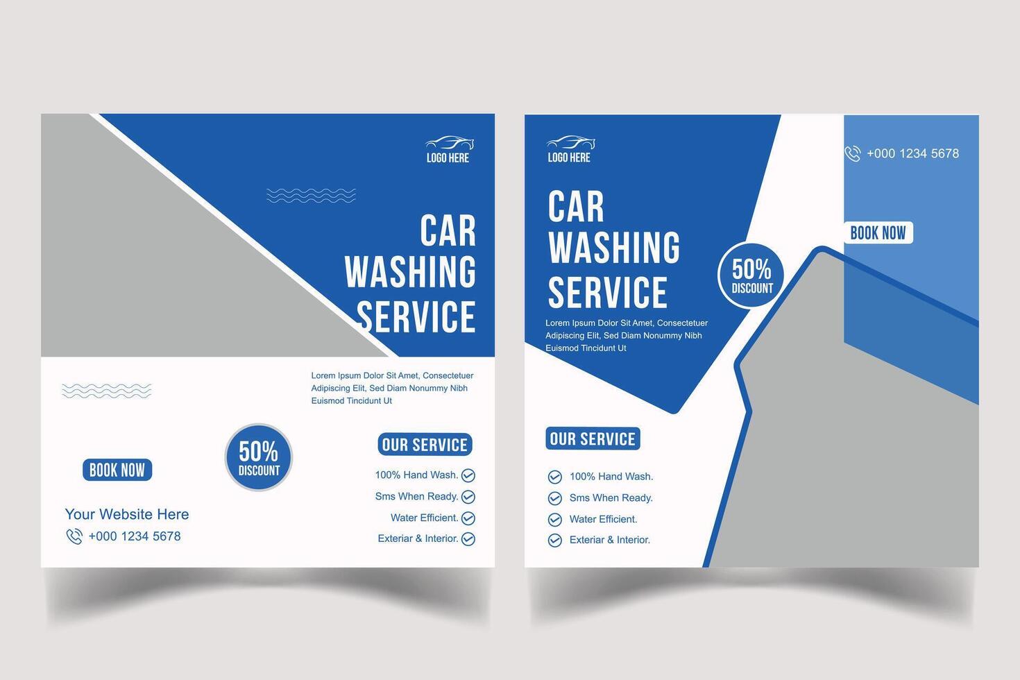 modern car washing service social media post template design vector