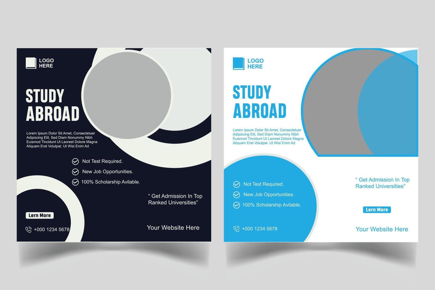 Study abroad social media post design template vector