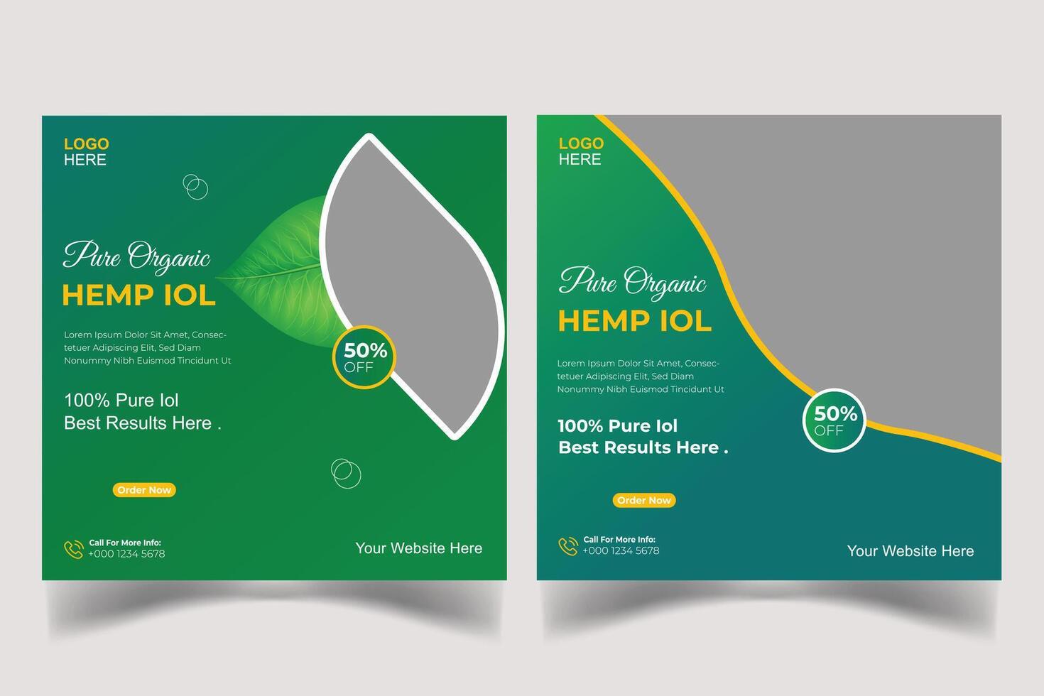 pure hemp iol social media post template vector