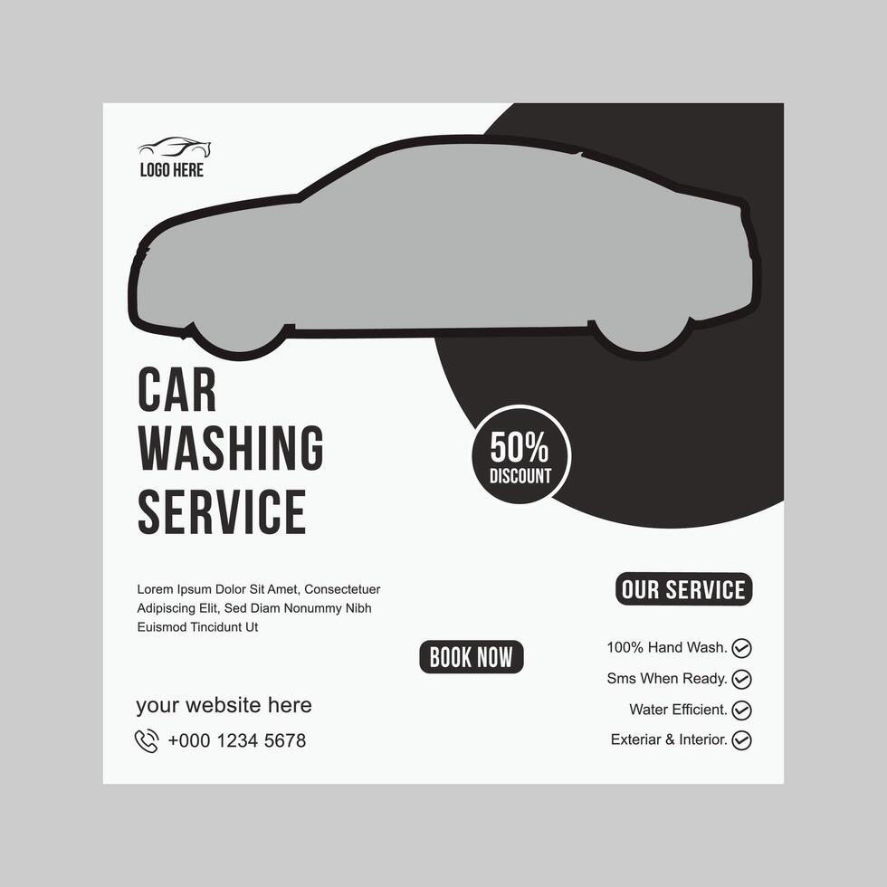 CAR WASHING SERVICE SOCIAL MEDIA DESIGN TEMPLATE vector
