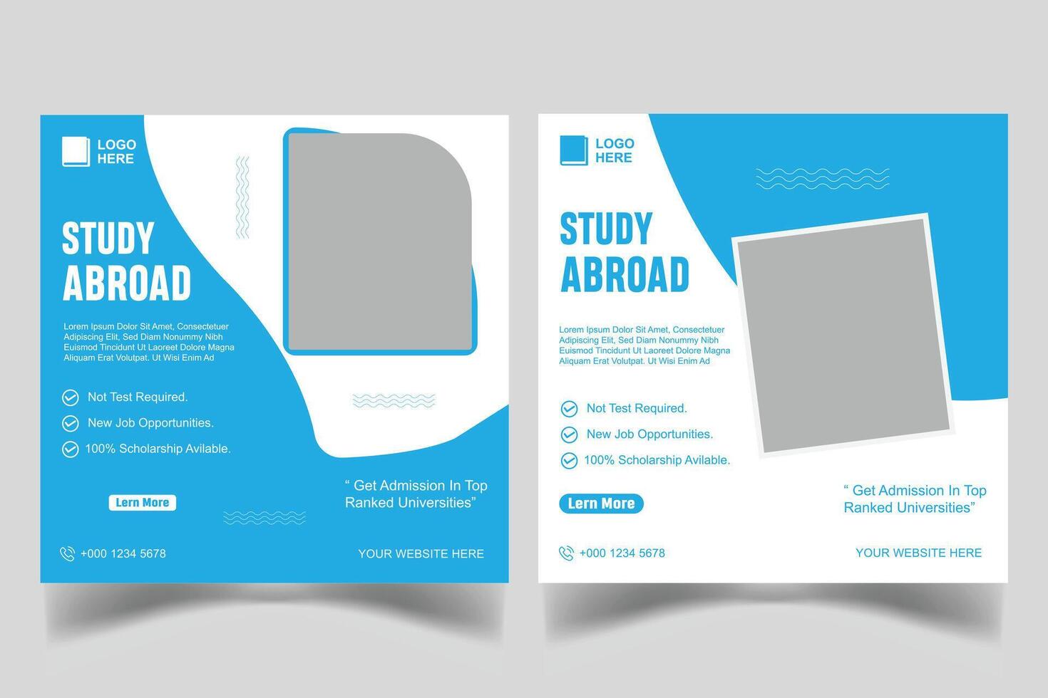 Study abroad social media post design template vector