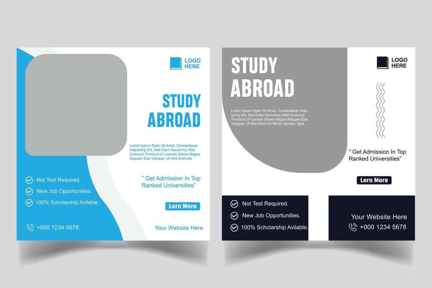 Study abroad social media post design template vector