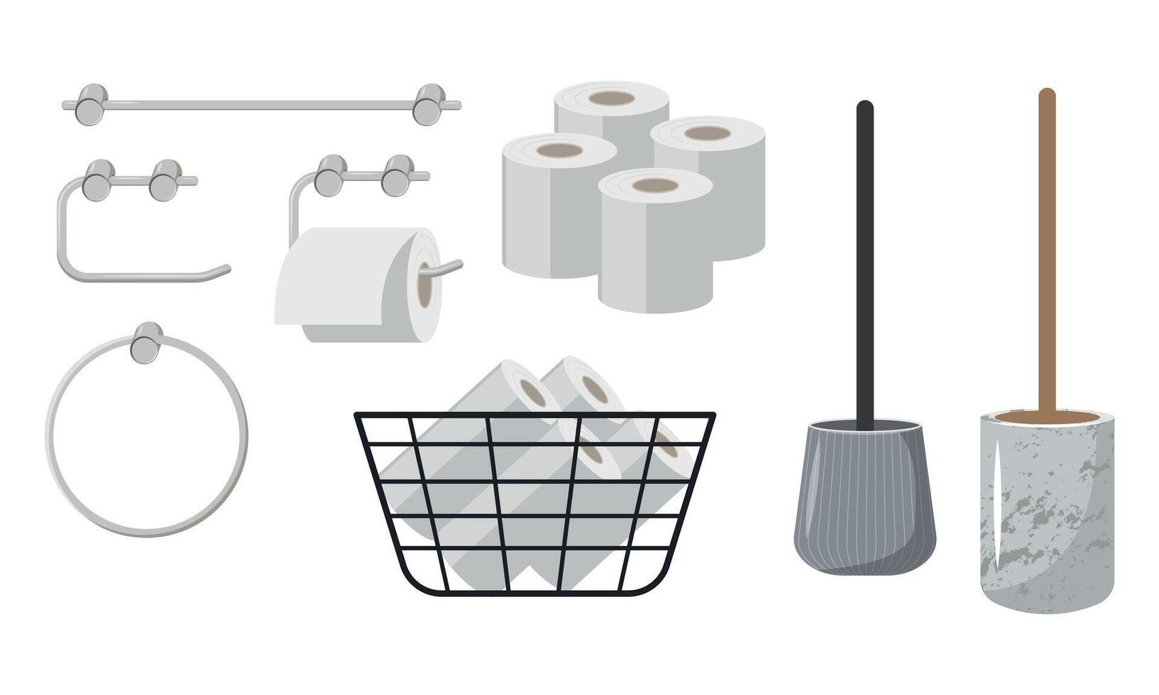 Toilet paper illustration set. Toilet paper in a flat style. Cleaning equipment set vector