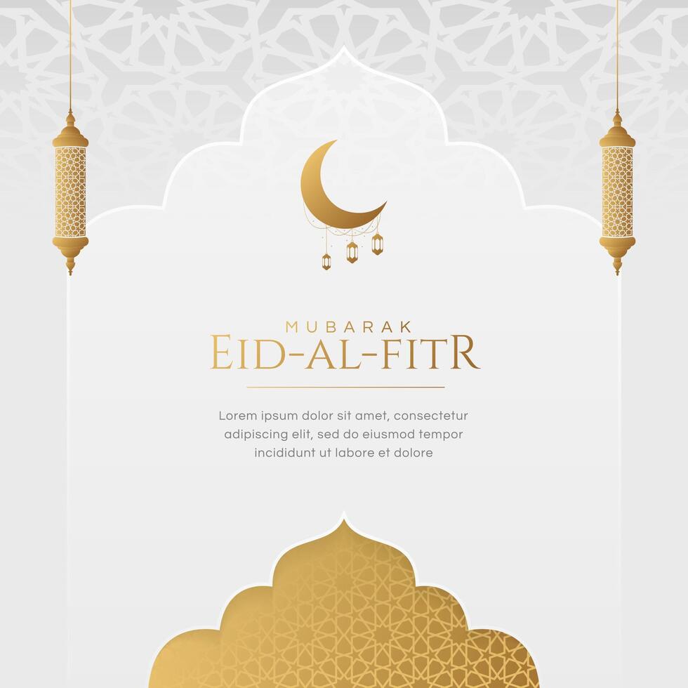 Ramadan Kareem Eid Mubarak Background Design Template with Golden Ornaments vector