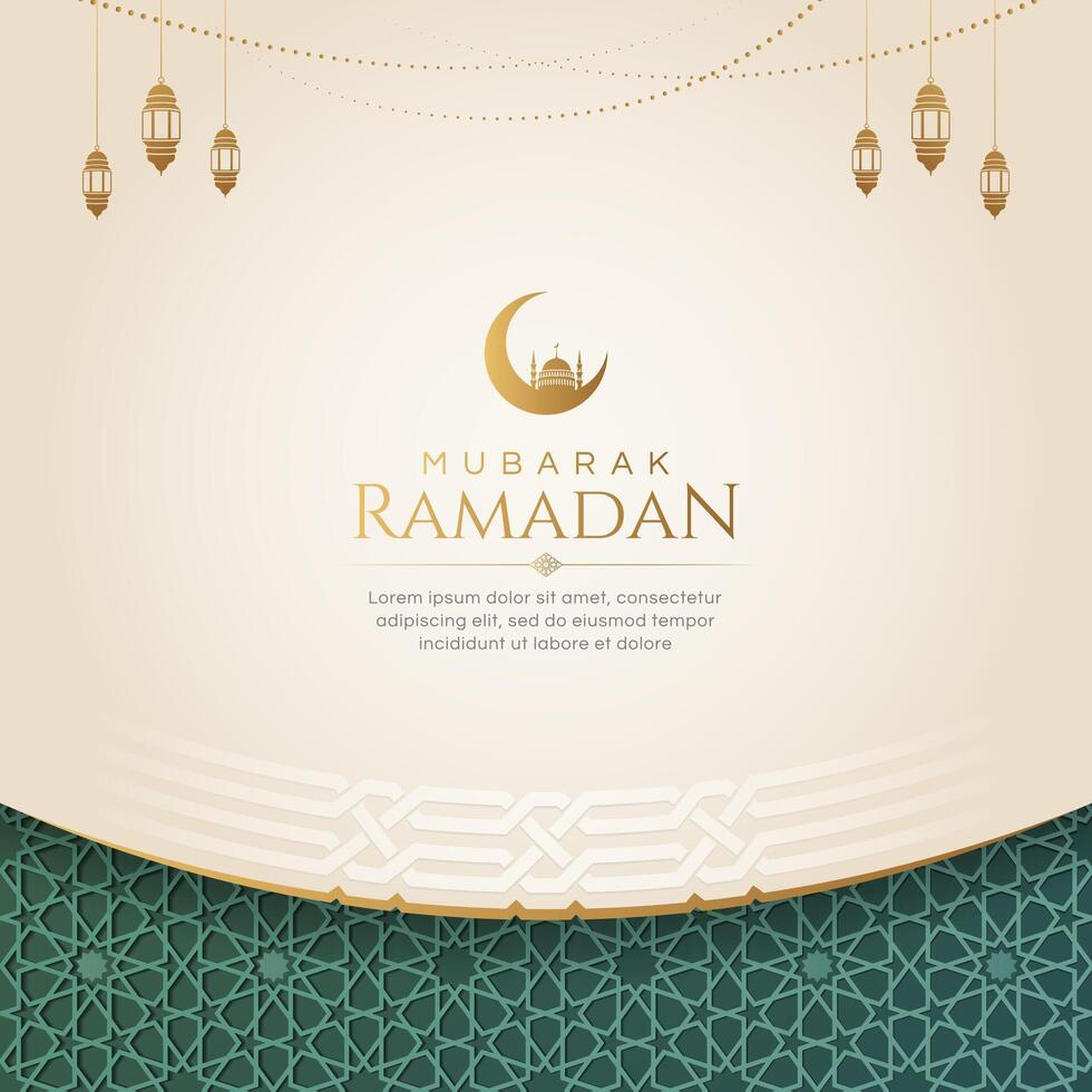 Ramadan Kareem Eid Mubarak Background Design Template with Golden Ornaments vector