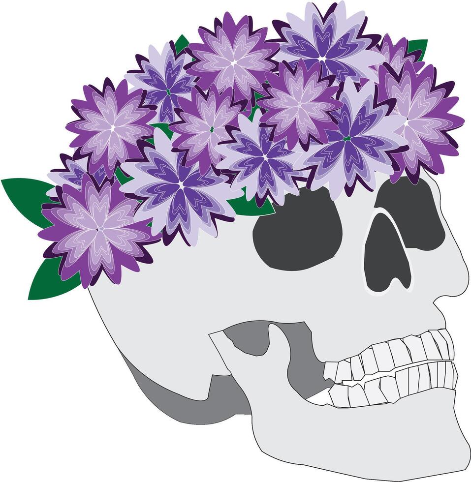 Skull with a Flower Crown vector