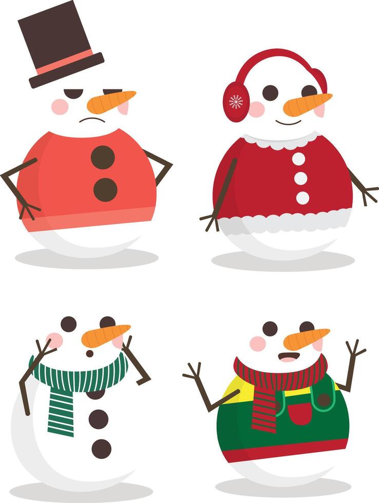 4 Cute Snowmen vector