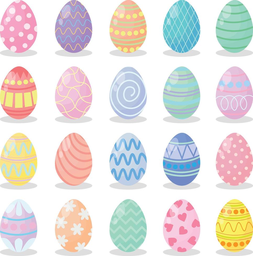Cute 20 Easter Eggs vector