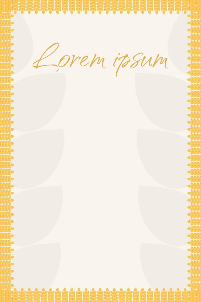 Wheat frame made of golden wheat or rye ears in flat style. Horizontal top and bottom edging, border, decoration on theme of bakery products, flour, harvest, thanksgiving vector