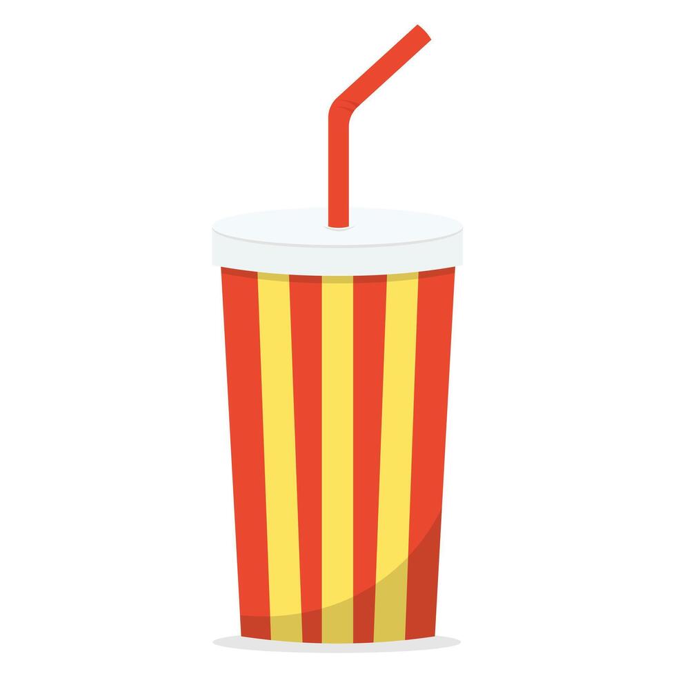 rápido comida soda bebida en papel taza a rayas amarillo y rojo vector