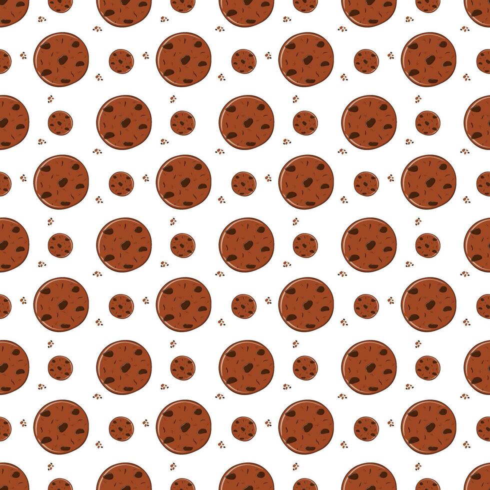 Seamess pattern of sweet chocolate biscuits cookies tasty brownie food vector