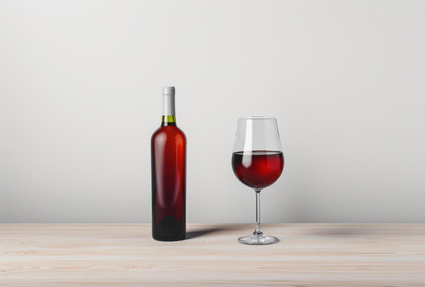 AI generated a glass with red wine and a bottle against white background photo