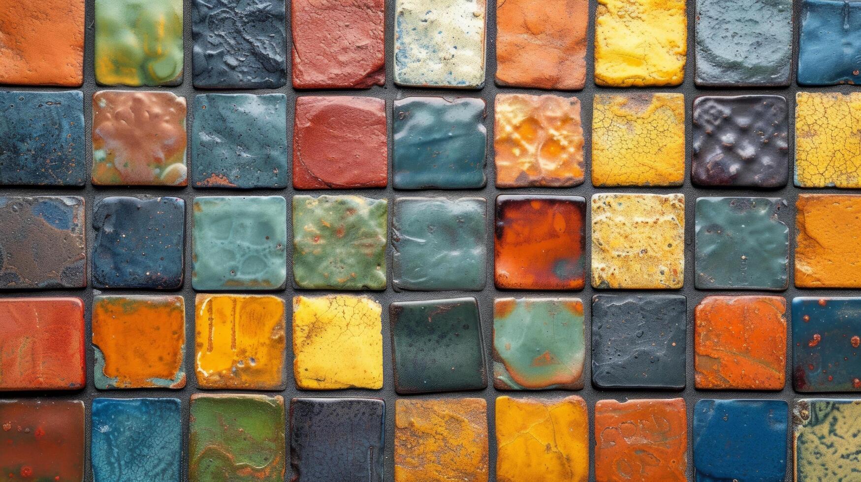 AI generated Background from square multi-colored ceramic tiles photo