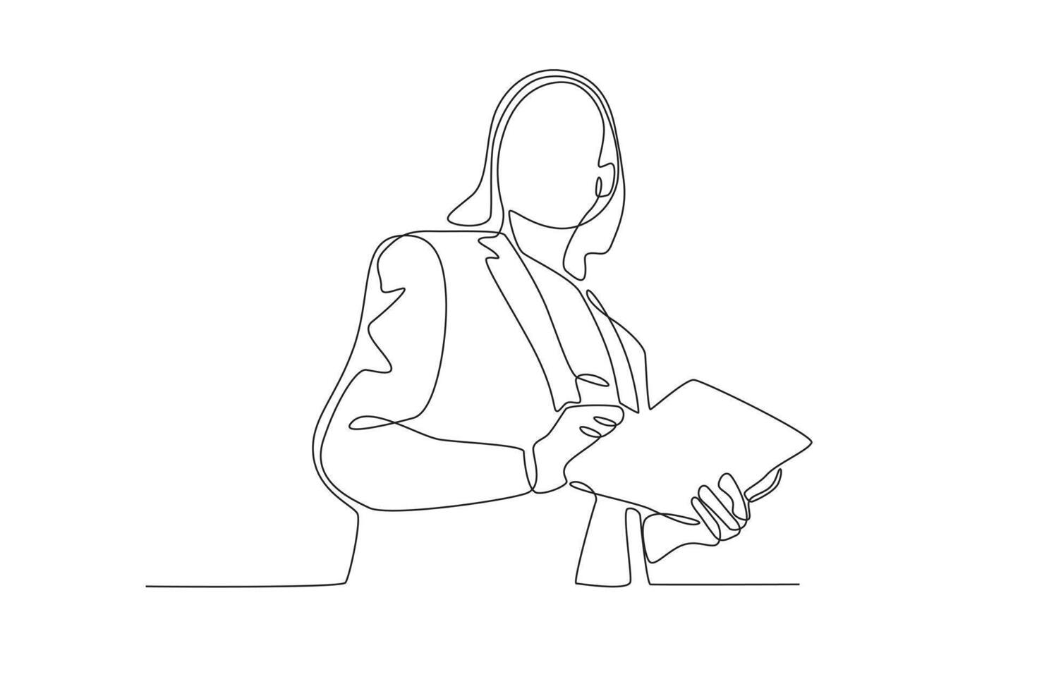 A woman focuses on working vector