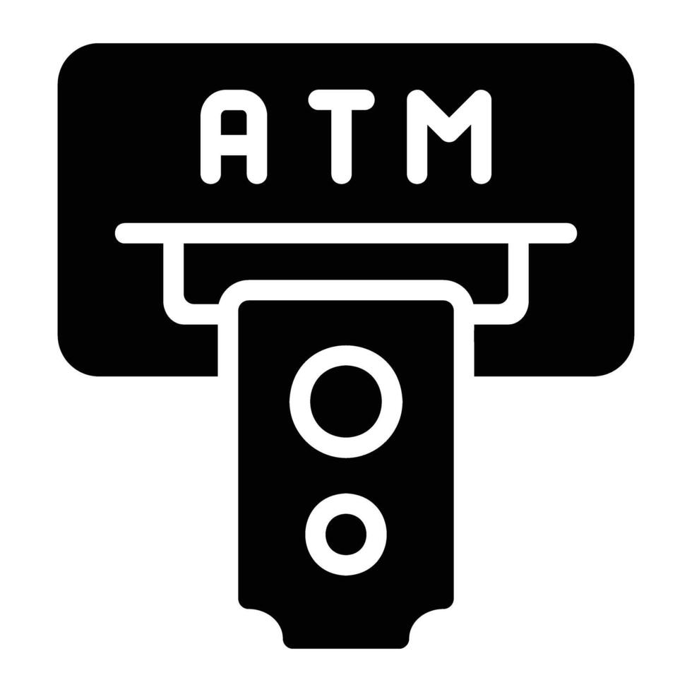 atm Glyph Icon Background White vector