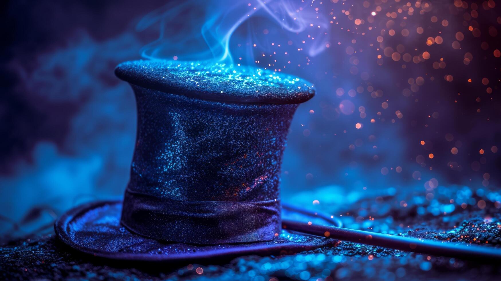 AI generated Magic background with magician's hat photo