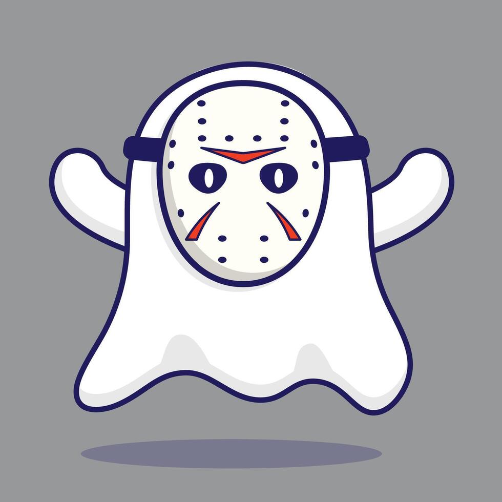 free vector cartoon ghost use mask art design, vector illustration