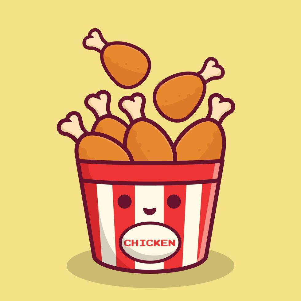 free vector cartoon fried chicken on basket art design illustration
