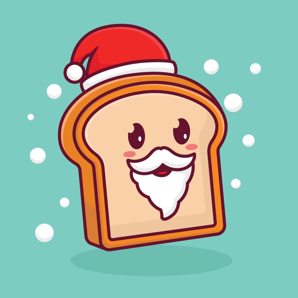 free vector cartoon bread use santa hat art design, vector illustration