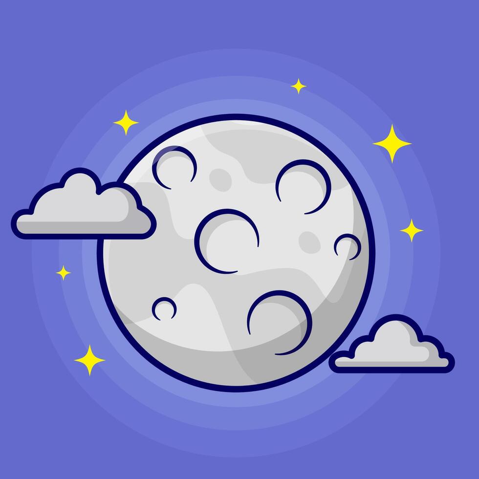free vector cartoon moon in the sky with star art design