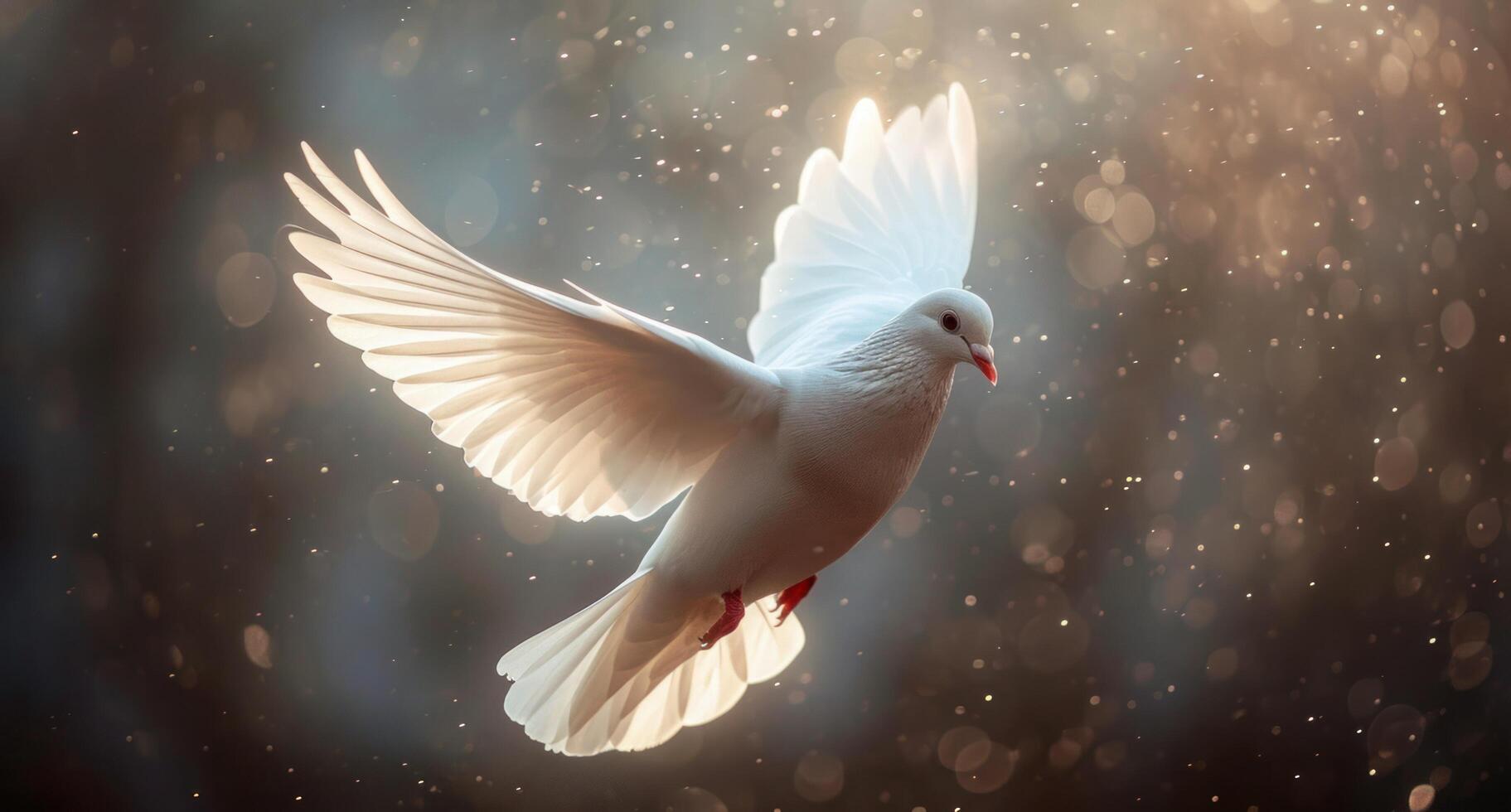 AI generated white dove with wings in the air photo