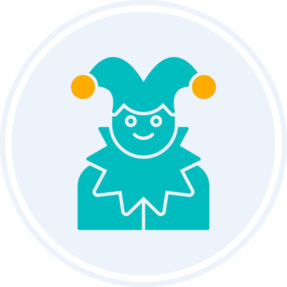 Jester Glyph Two Colour Circle Icon vector