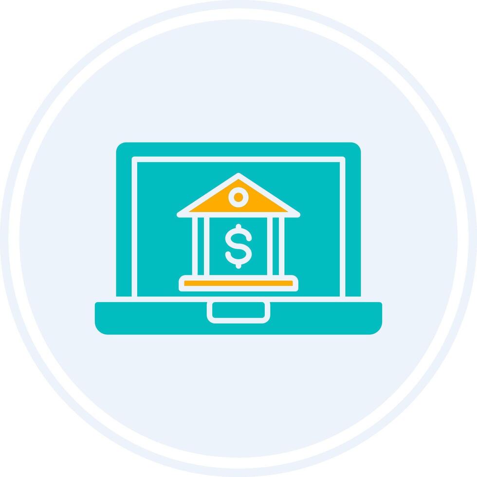 Online Banking Glyph Two Colour Circle Icon vector