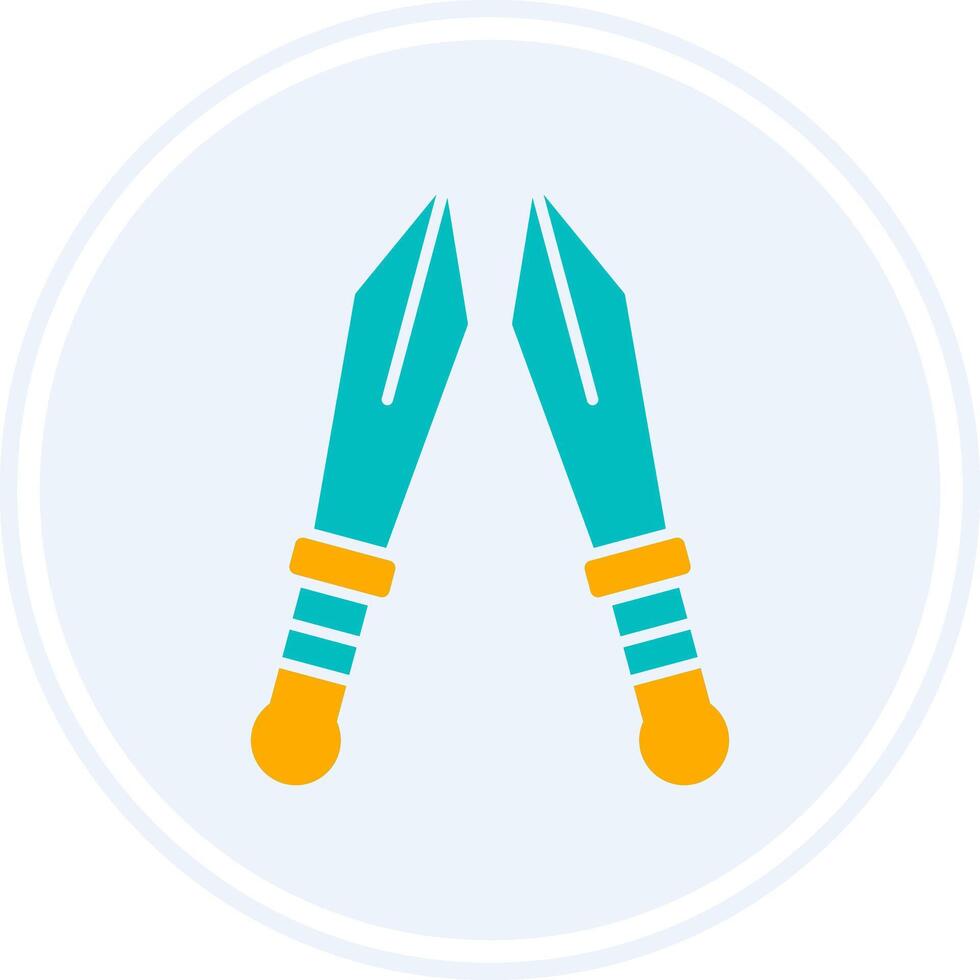 Sword Glyph Two Colour Circle Icon vector