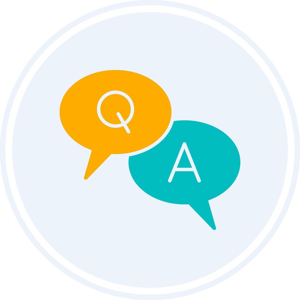 Question And Answer Glyph Two Colour Circle Icon vector